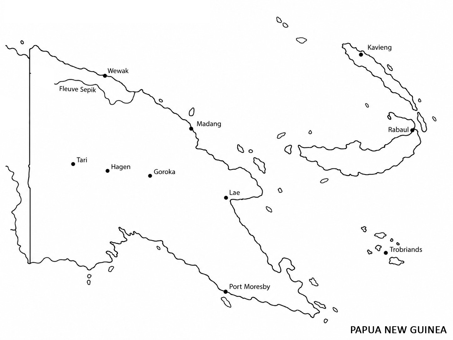 Map of Papua New Guinea with the main filming regions