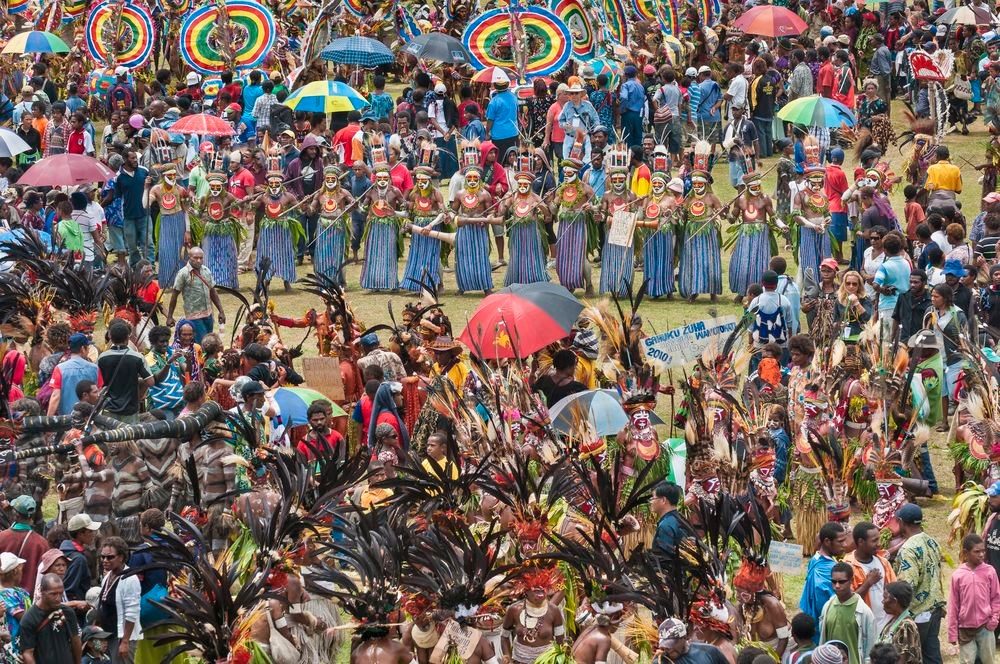 Crowd of dancers at a Highlands festival