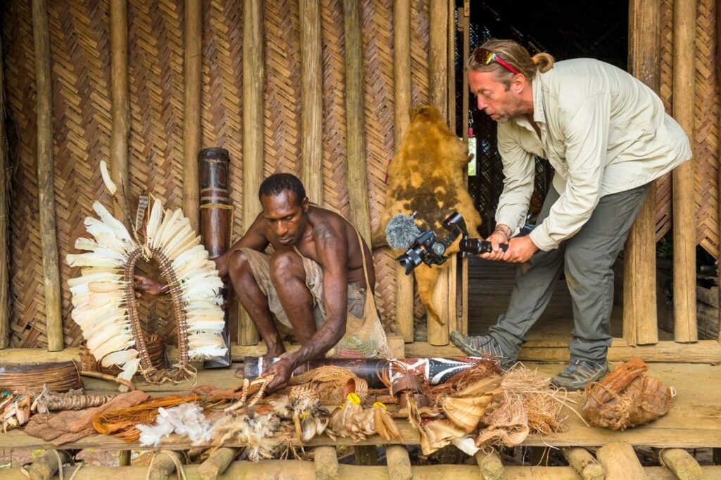 International film crew on location in Papua New Guinea
