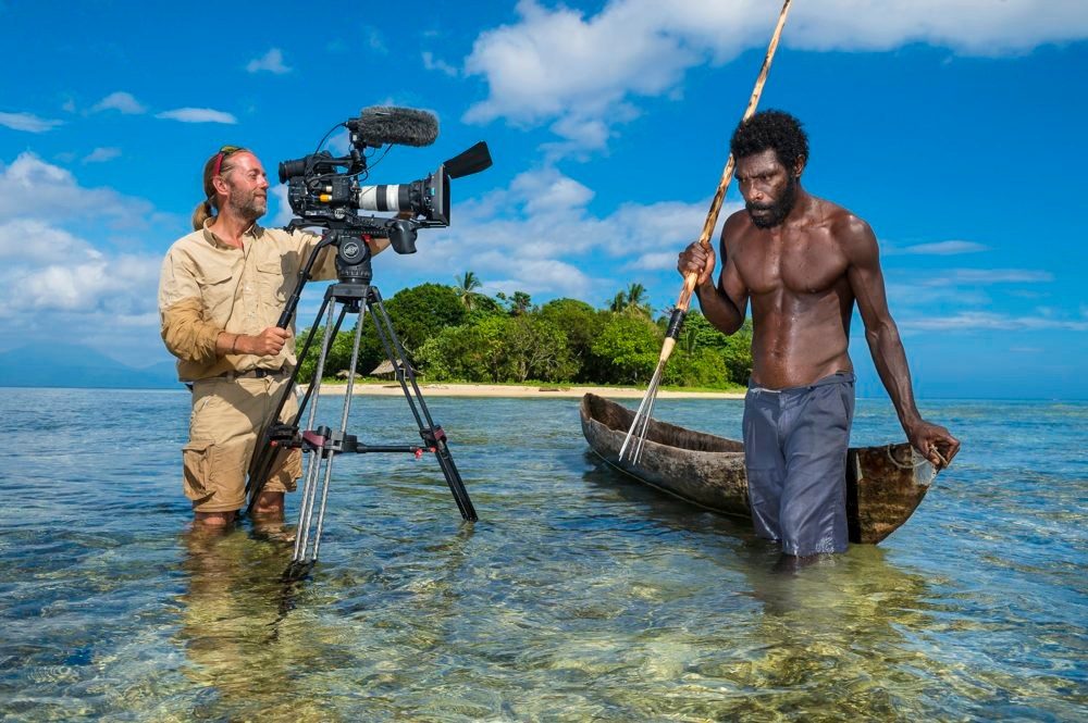 International film crew on location in Papua New Guinea