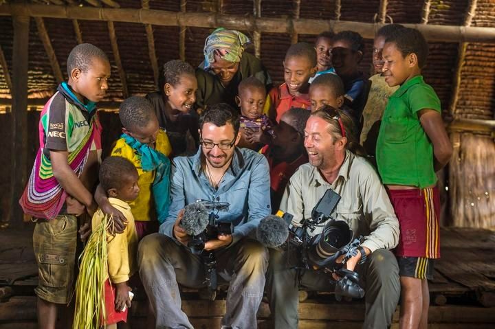 International film crew on location in Papua New Guinea
