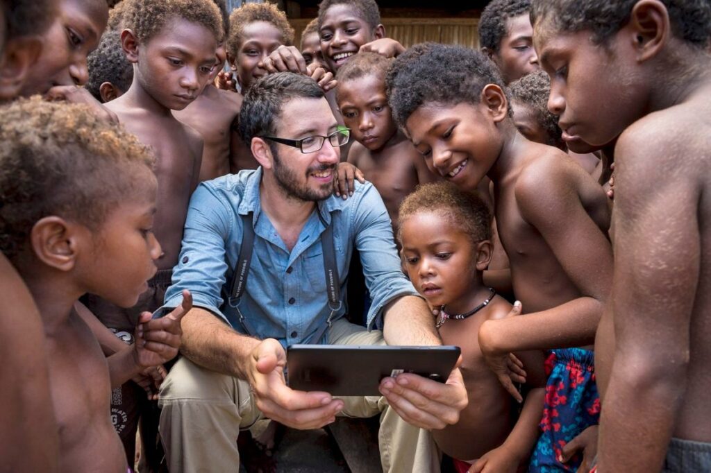 International film crew on location in Papua New Guinea