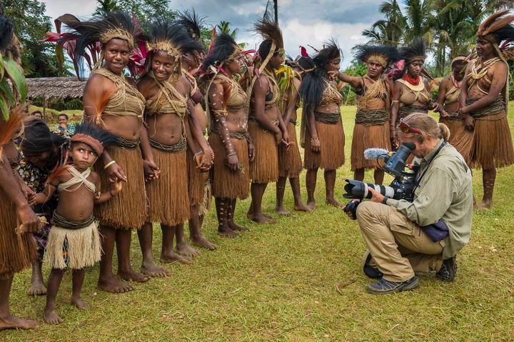 International film crew on location in Papua New Guinea
