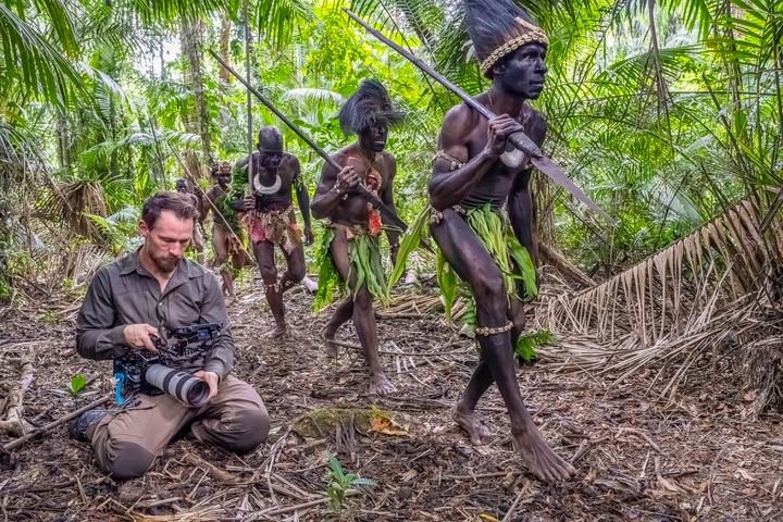 International film crew on location in Papua New Guinea