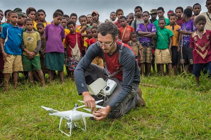International film crew on location in Papua New Guinea