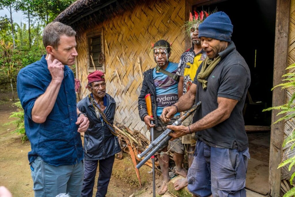 International film crew on location in Papua New Guinea
