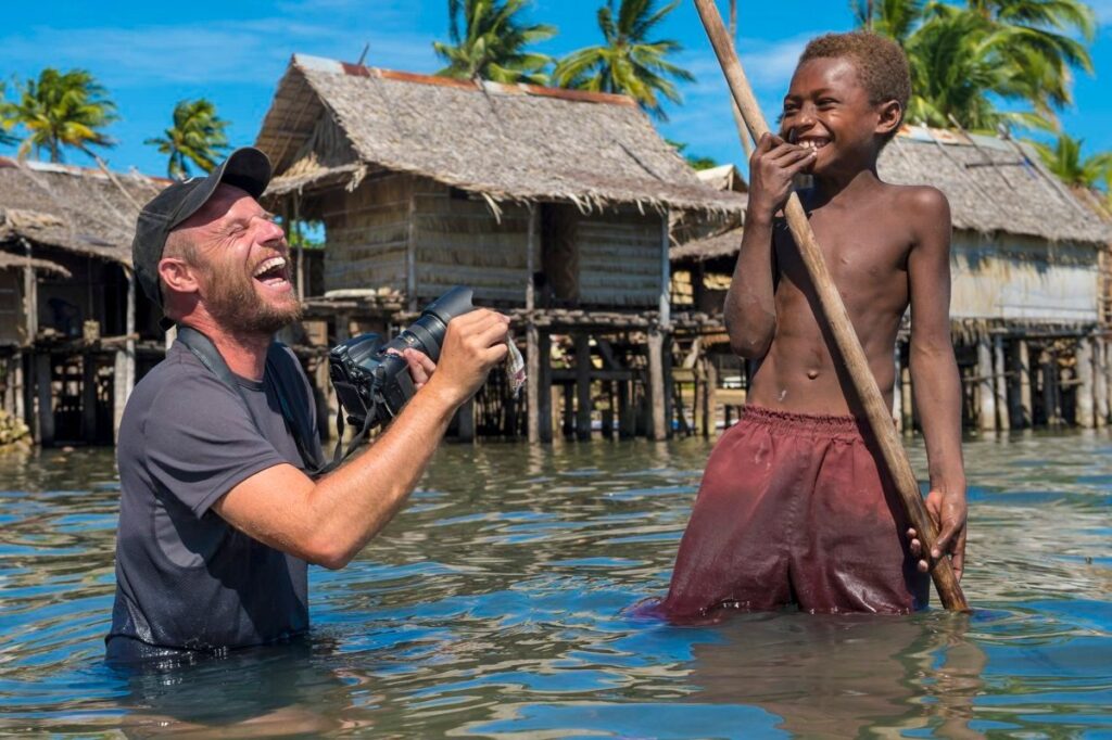 International film crew on location in Papua New Guinea