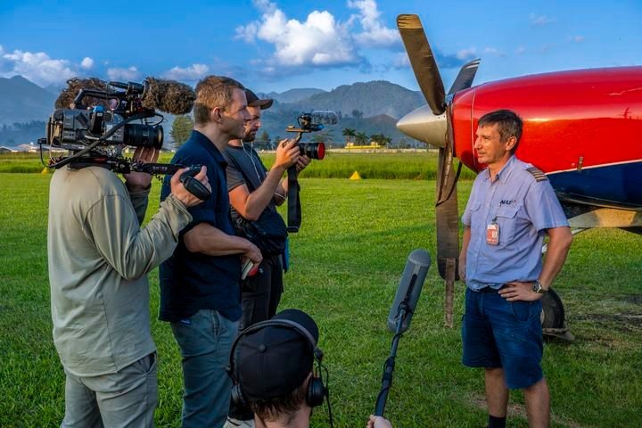 International film crew on location in Papua New Guinea