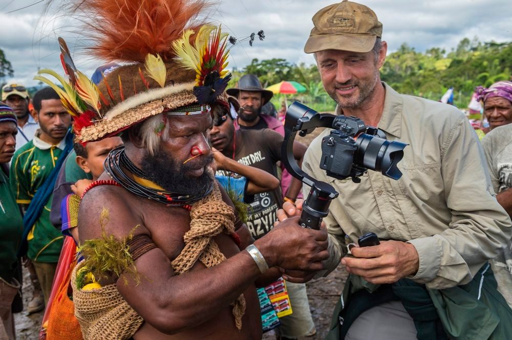 International film crew on location in Papua New Guinea