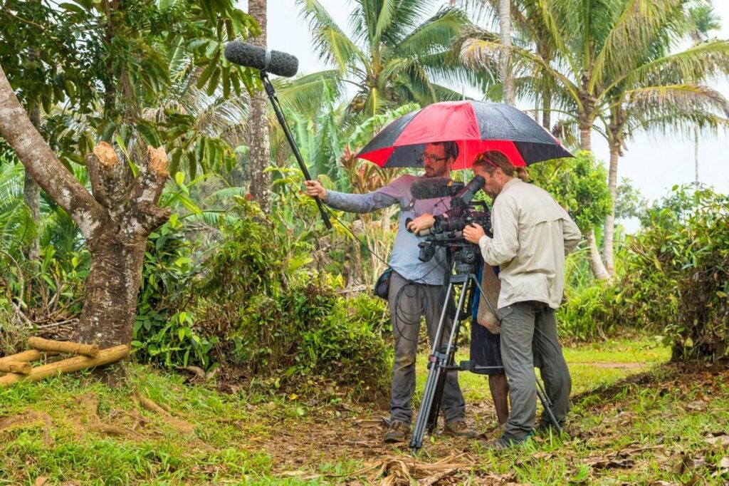 International film crew on location in Papua New Guinea