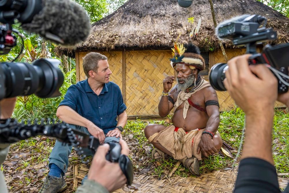 International film crew on location in Papua New Guinea