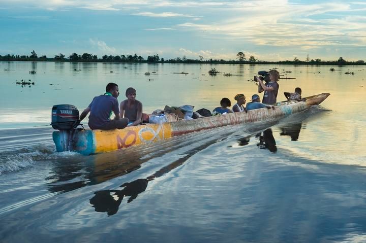 International film crew on location in Papua New Guinea