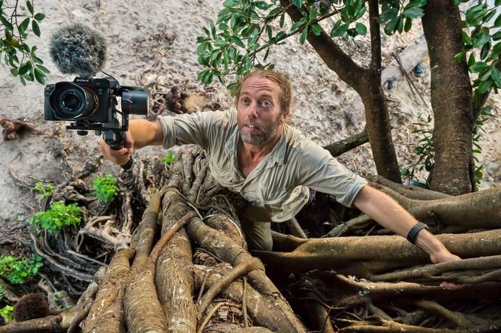 International film crew on location in Papua New Guinea