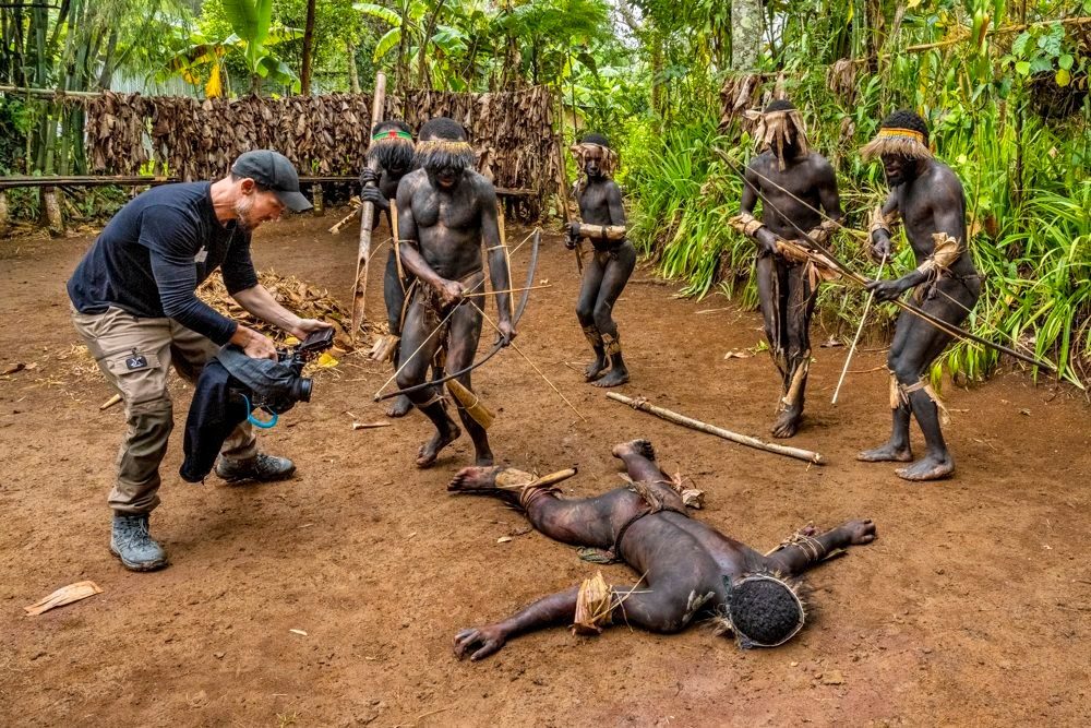 International film crew on location in Papua New Guinea