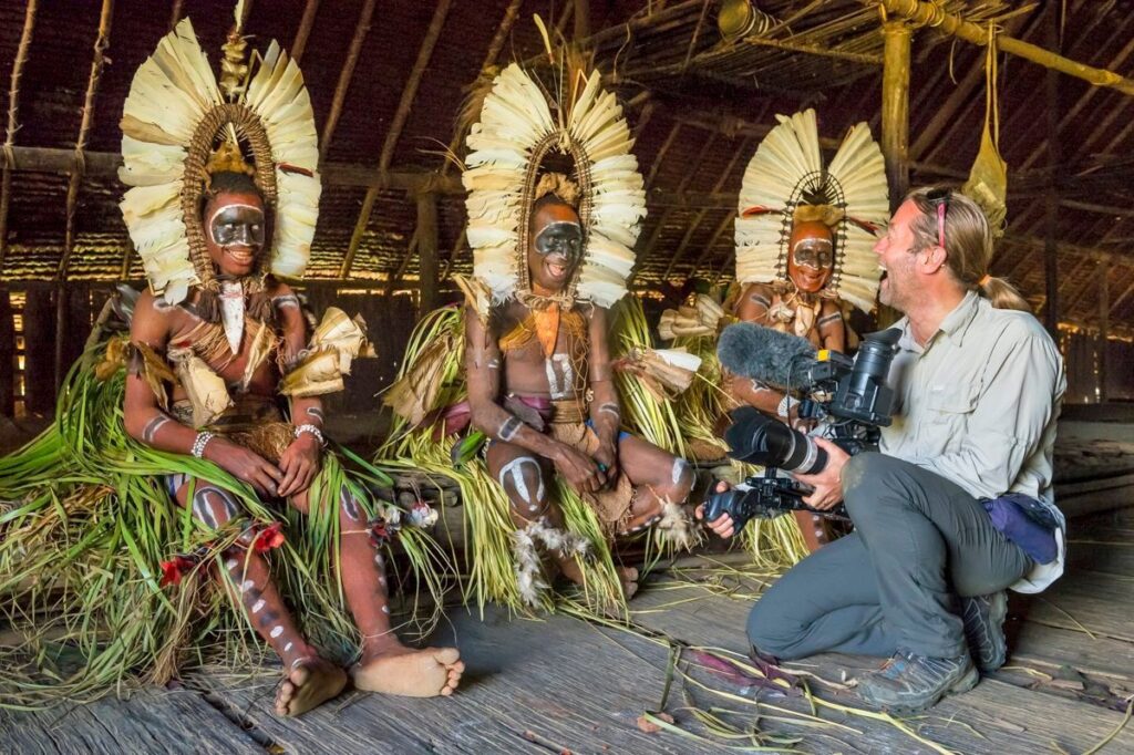International film crew on location in Papua New Guinea