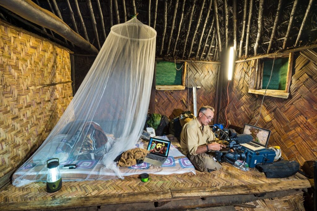 International film crew on location in Papua New Guinea